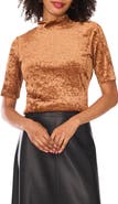 Vince Camuto Animal Print Jacquard Chenille Mesh Mock Neck Top