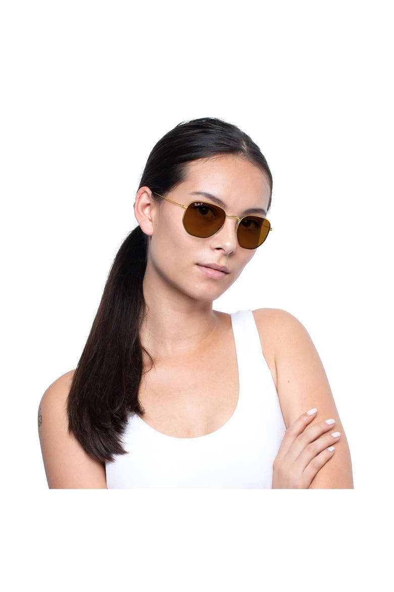 54mm Polarized Square Sunglasses, Alternate, color, GOLD/ BROWN