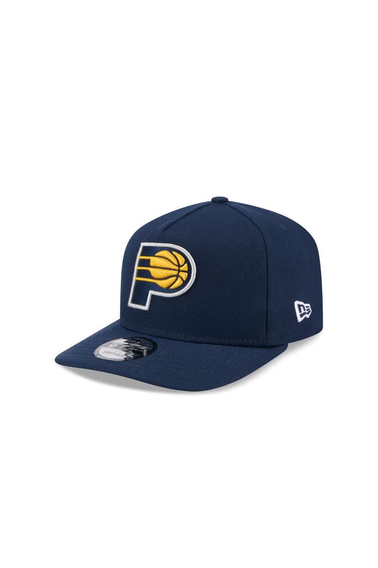 Men's New Era Navy Indiana Pacers Core Logo A-Frame 9FIFTY Snapback Hat, Main, color, Navy