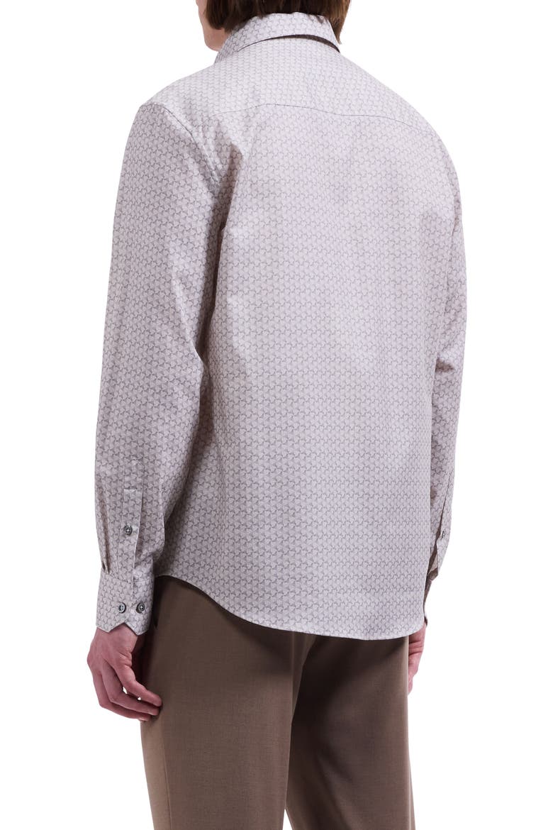 Alvin Shaped Fit Geo Print Button-Up Shirt, Alternate, color, SAND