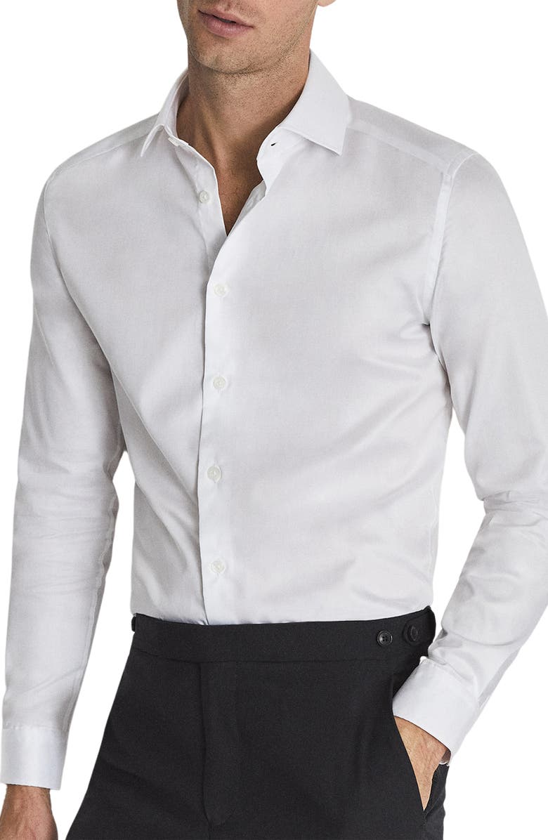 Reiss Men's Remote Cotton Button-Up Shirt, Main, color, White