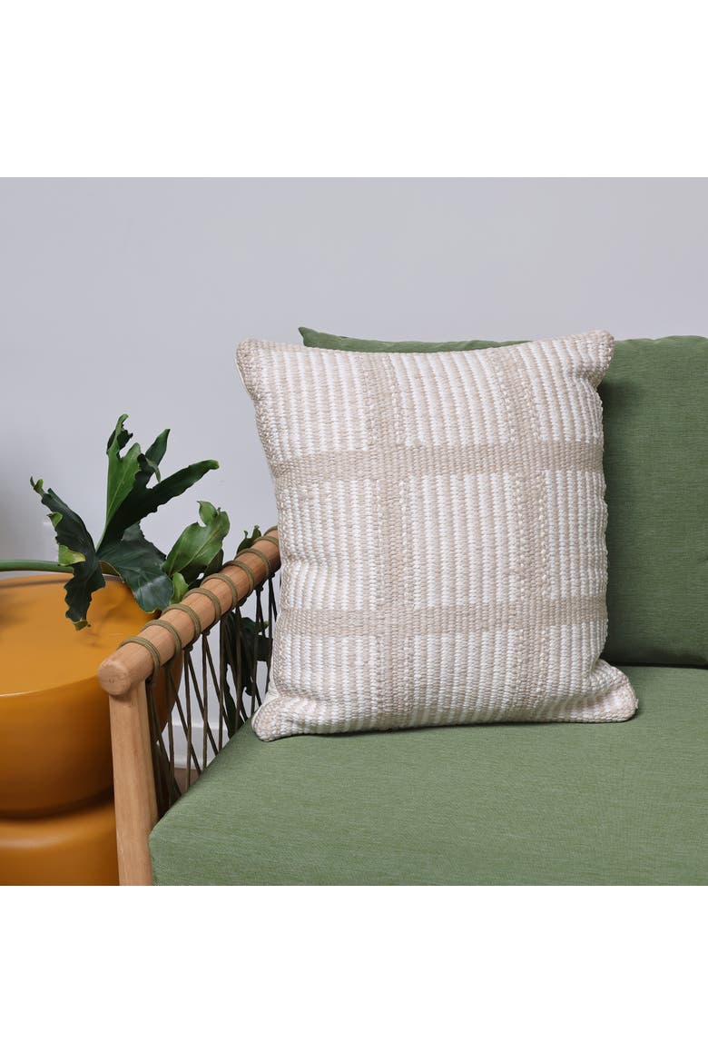 Arlo Handwoven Olefin Outdoor Throw Pillow, Alternate, color, Ivory