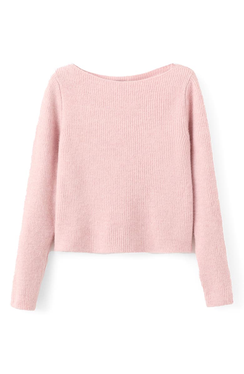 MANGO Boat Neck Rib Sweater, Alternate, color, Pastel Pink