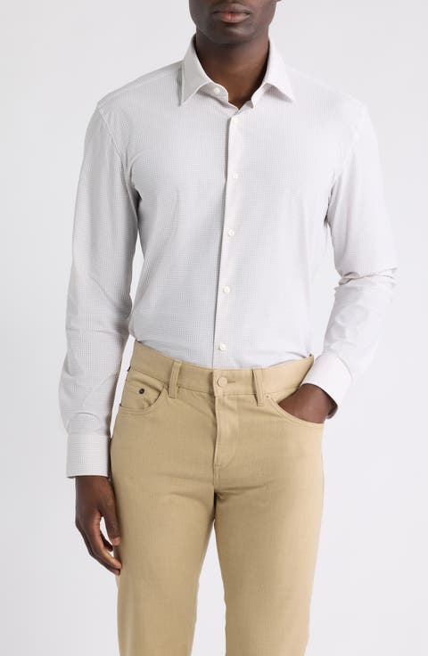 Hank Slim Fit Performance Stretch Geometric Dress Shirt