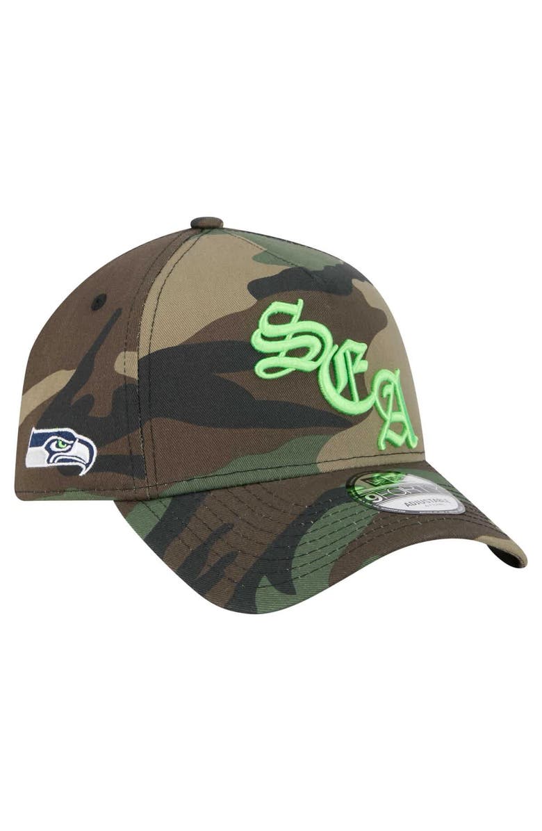 New Era Men's New Era Camo Seattle Seahawks Mystic Camo A-Frame 9FORTY Adjustable Hat, Alternate, color, Camo