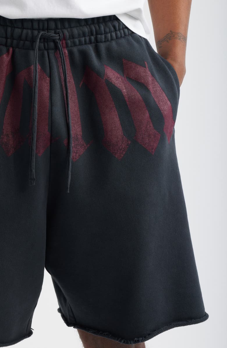 Palm Angels Big Logo Graphic Sweat Shorts, Alternate, color, Black Burgundy
