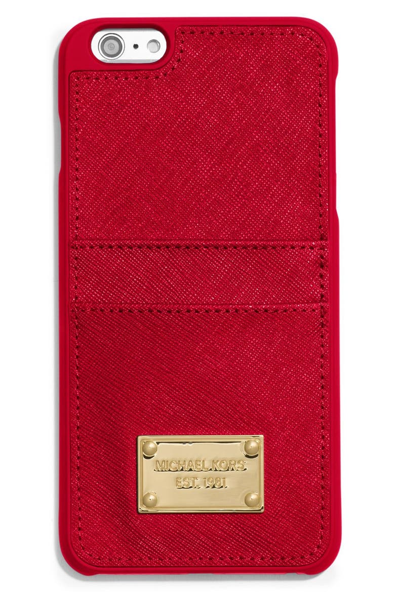 Saffiano Leather iPhone 6 Plus Case, Main, color, CHILI