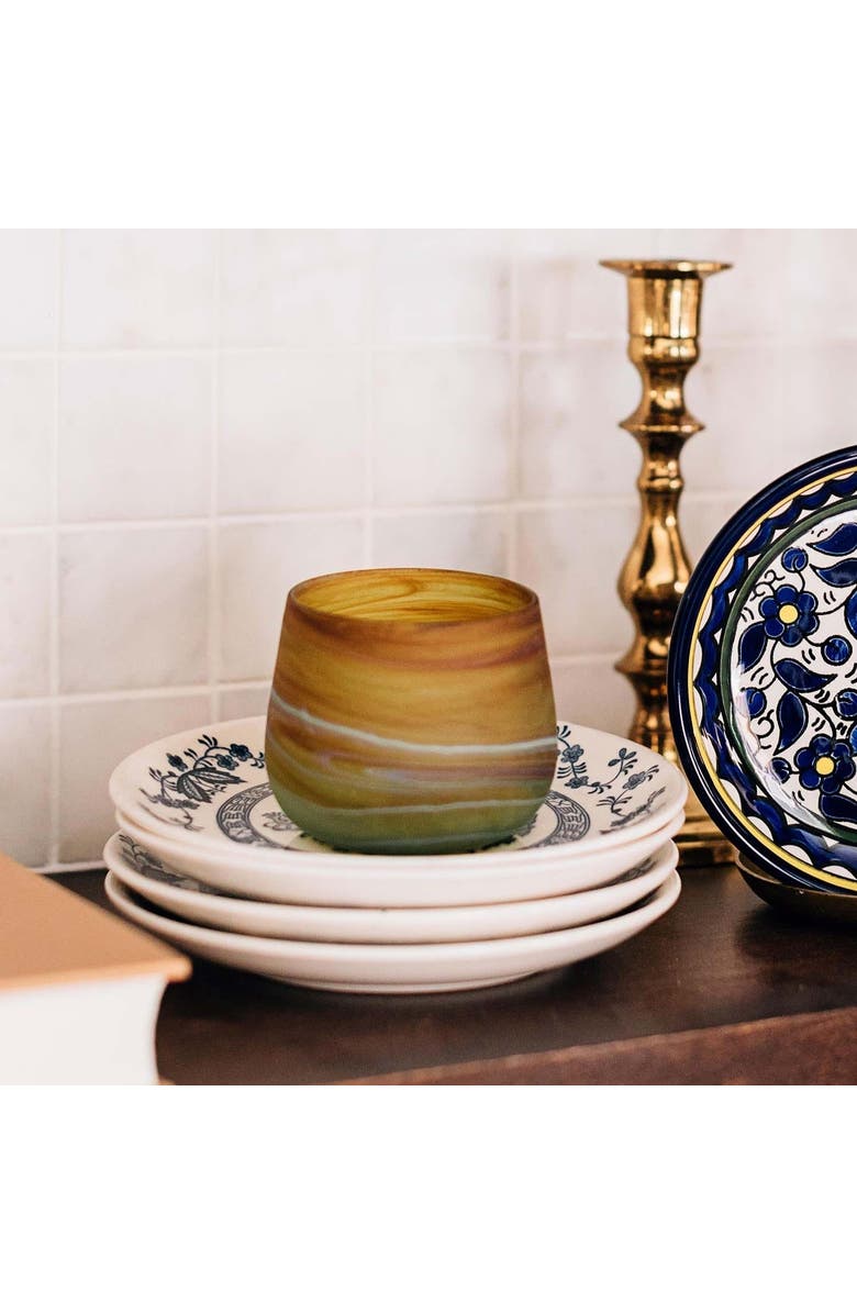 Ten Thousand Villages Phoenician Glass Candleholder, Alternate, color, Blue