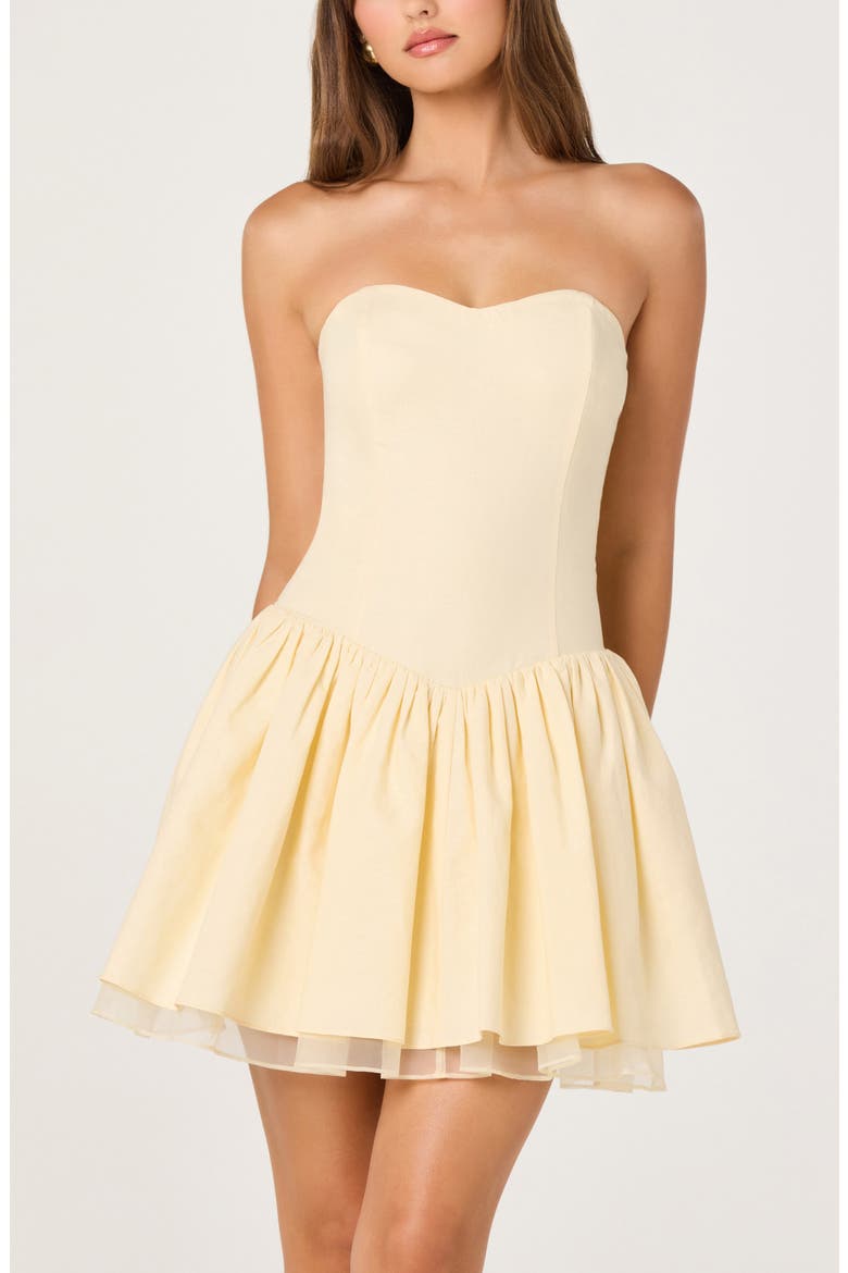 Bijou Strapless Drop Waist Tiered Minidress, Alternate, color, BUTTER YELLOW