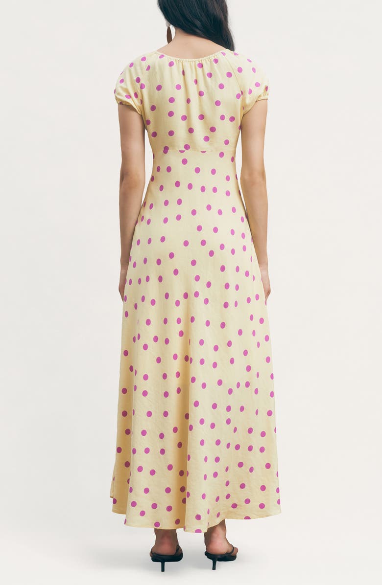 MAUDE CLUB Natasha Polka Dot Maxi Dress, Alternate, color, Yellow Purple