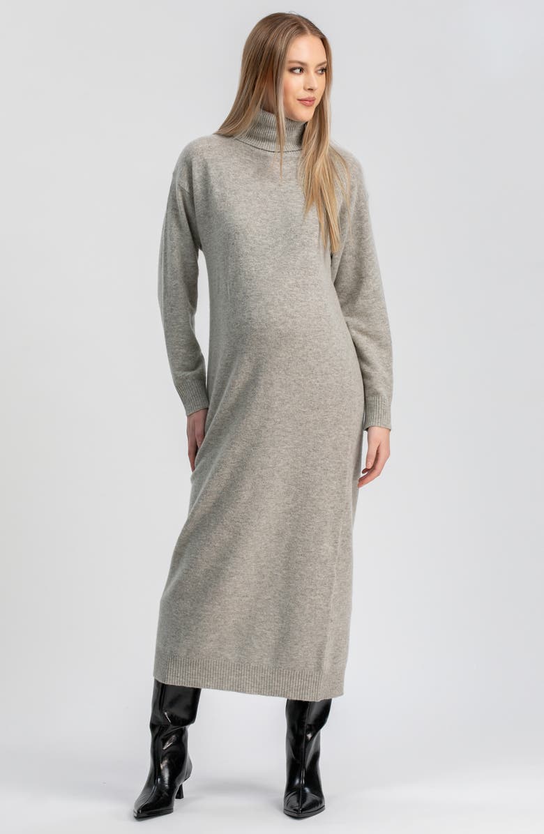 PIETRO BRUNELLI MATERNITY Gressoney Long Sleeve Maternity Sweater Dress, Alternate, color, Light Grey