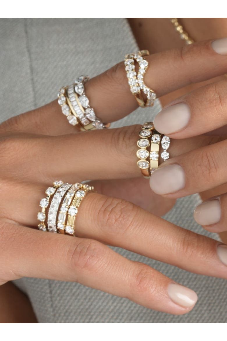 Round Ribbed Gold Lab Diamond Band in 14K, Alternate, color, Yellow Gold