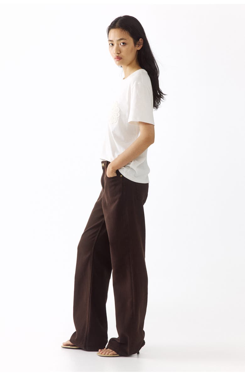 H&M Straight-leg twill pants, Alternate, color, Dark Brown