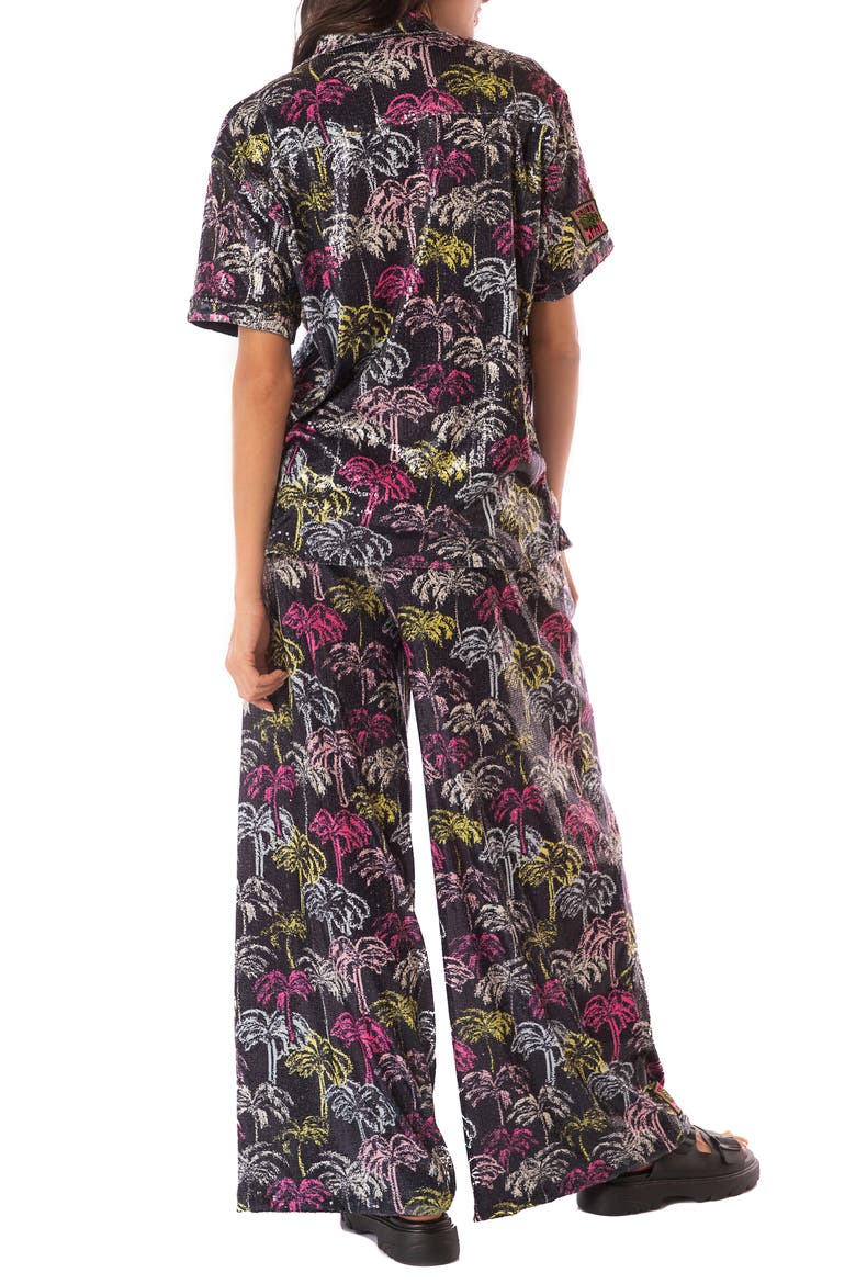 Neon Palmery Stella Cover-Up Pants, Alternate, color, BLACK