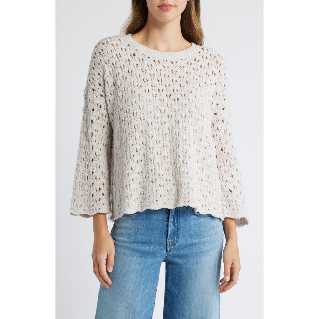 Eileen Fisher Open Stitch Organic Cotton Blend Sweater In Multi