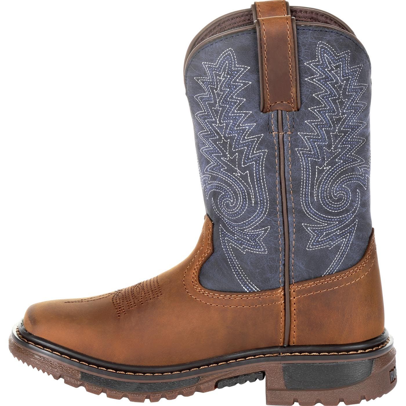 Rocky Kids' Ride Flx Western Boot, Alternate, color, Denim Brown