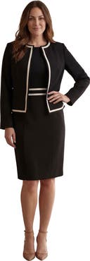 Jessica London 2-Piece Stretch Crepe Single-Breasted Skirt Suit