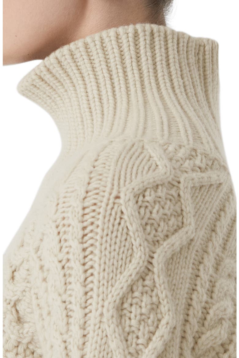 Oamaru Icon Stripe Cuff Cable Cashmere Sweater, Alternate, color, IVORY