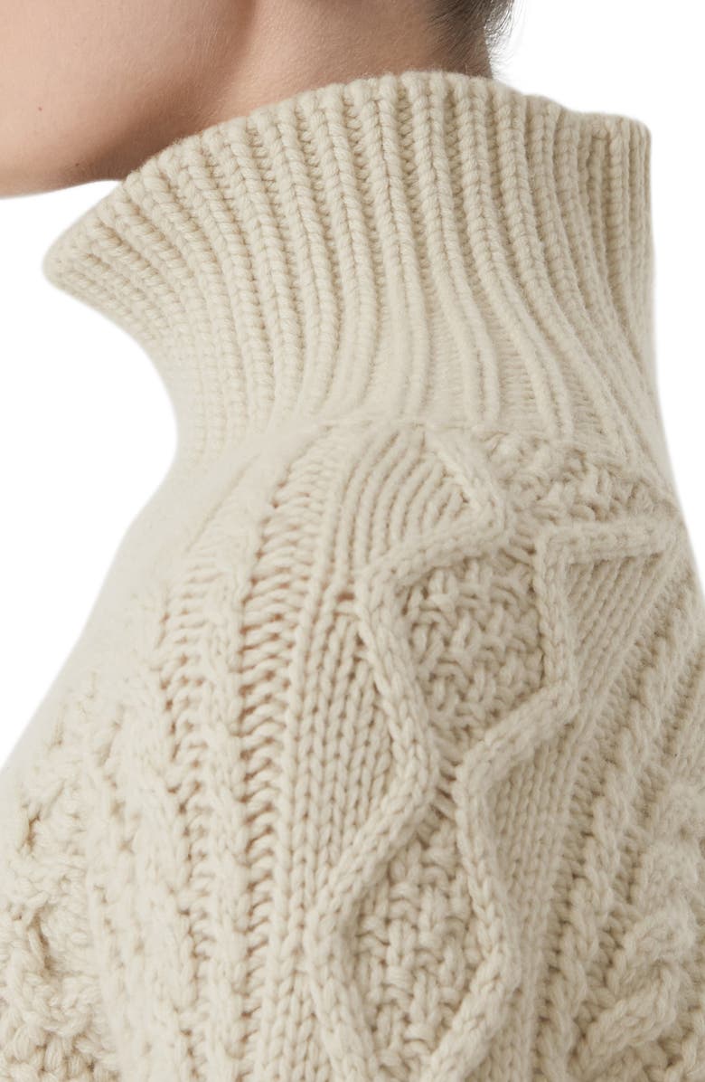 Burberry Oamaru Icon Stripe Cuff Cable Cashmere Sweater, Alternate, color, 