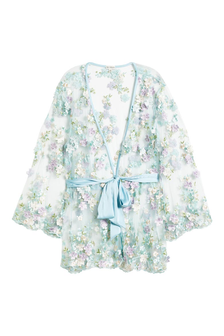 Floral Embroidered Sheer Mesh Robe, Alternate, color, POWDER BLUE MULTI