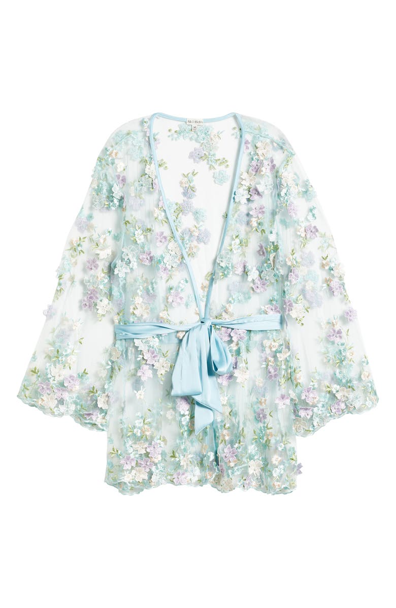 KILO BRAVA Floral Embroidered Sheer Mesh Robe, Alternate, color, Powder Blue Multi