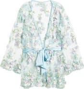 KILO BRAVA Floral Embroidered Sheer Mesh Robe