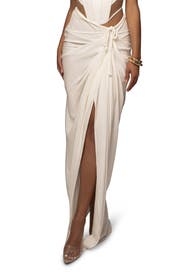 JLUXLABEL Noelia Linen Slit Skirt