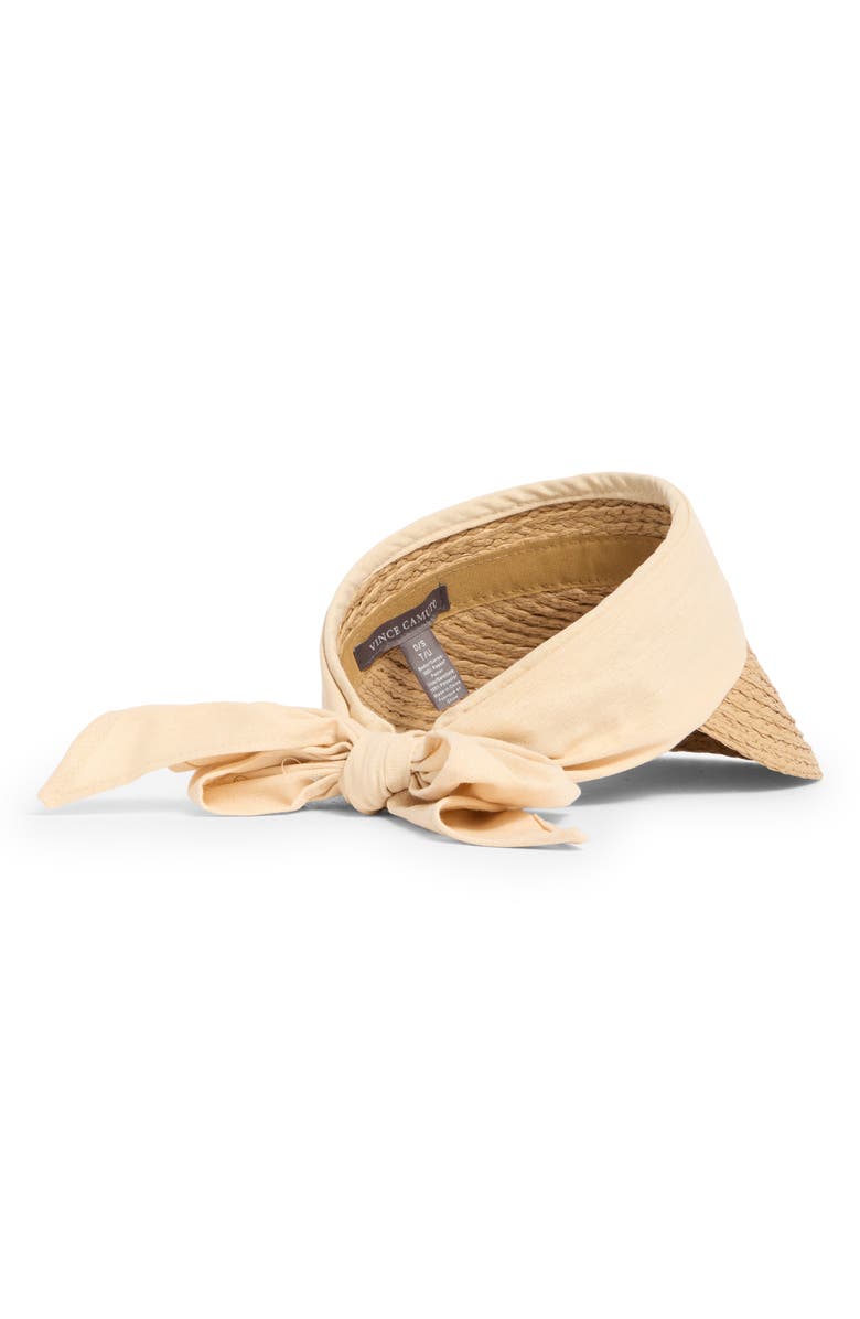 Vince Camuto Straw Tie Back Visor, Alternate, color, Tan