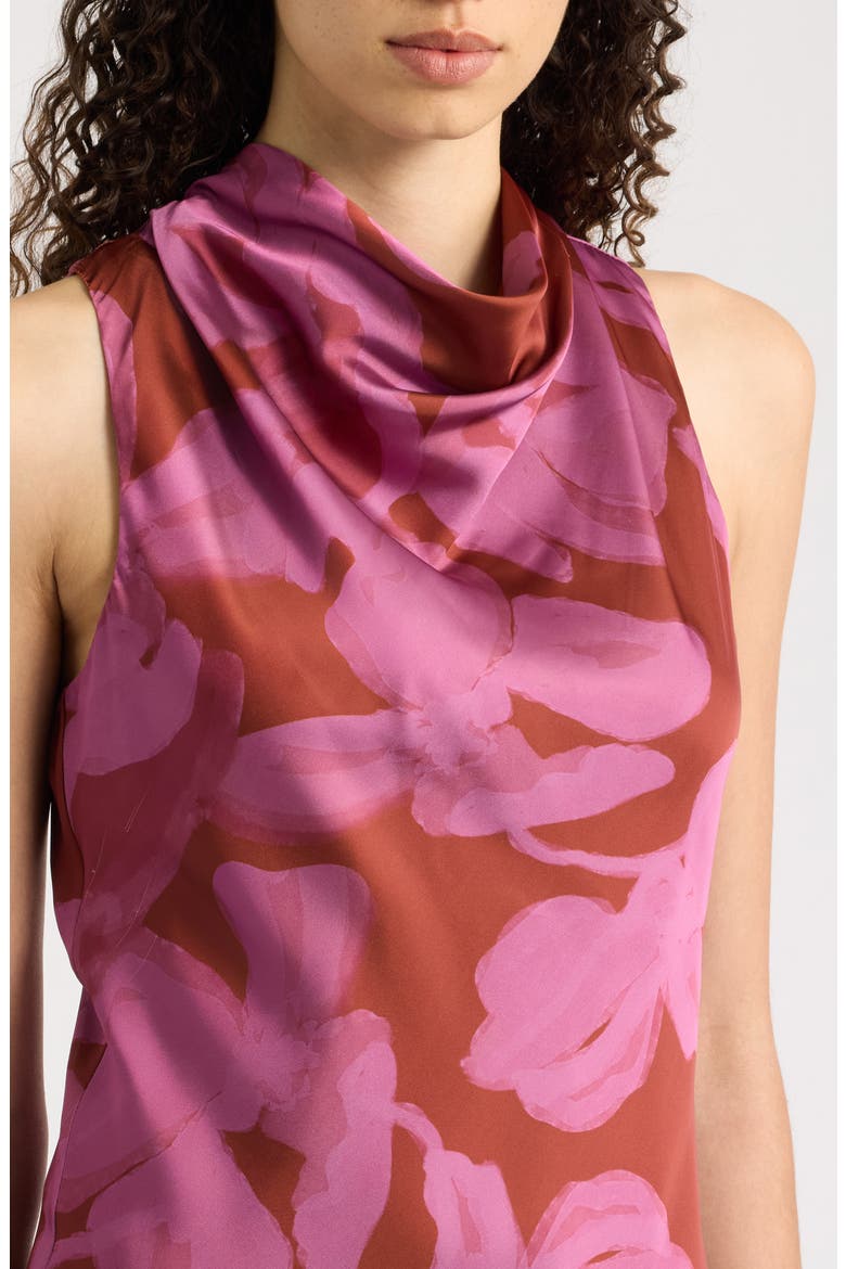Floral Cowl Neck Maxi Dress, Alternate, color, RUST PINK