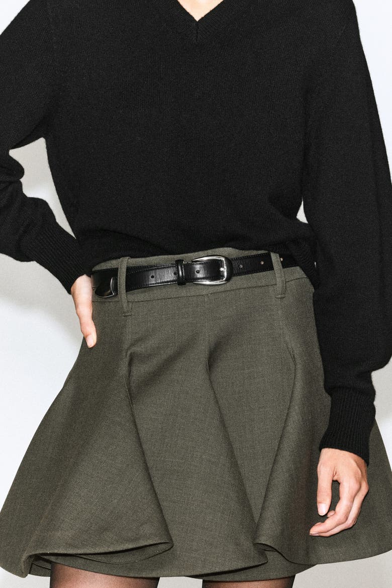 Sculptural Tailored Wool Mini Skirt, Alternate, color, KHAKI MÉLANGE