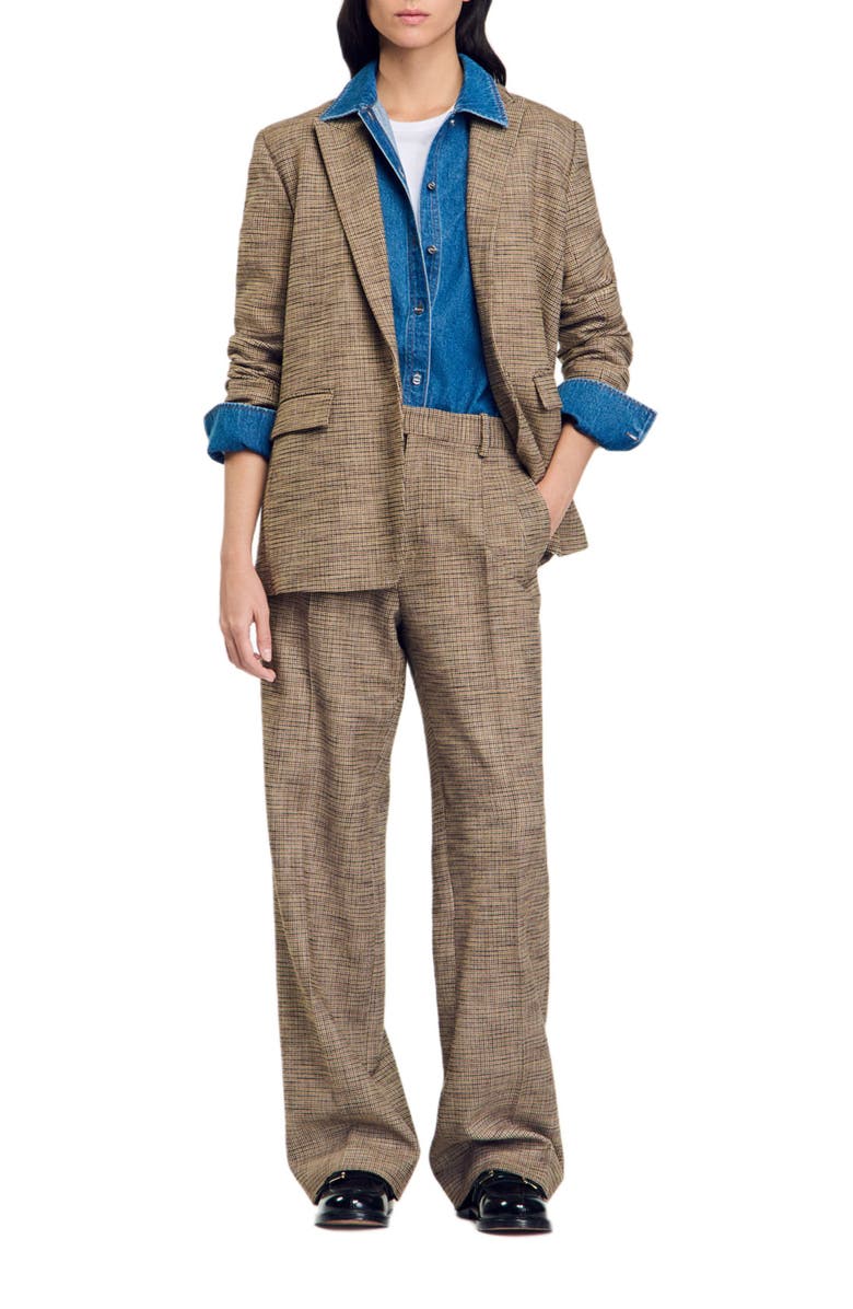 SANDRO Micro houndstooth trousers, Alternate, color,