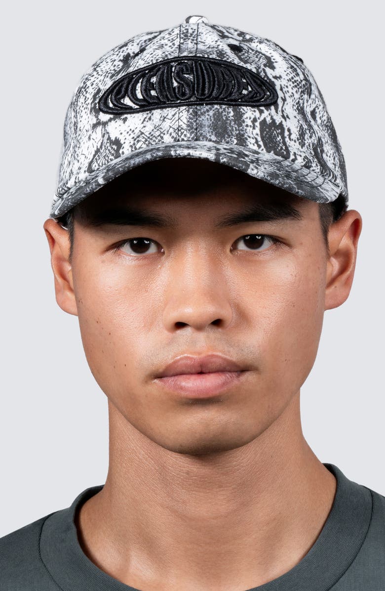 PLEASURES Bubble Logo Snakeskin Print Polo Cap, Alternate, color, Snake