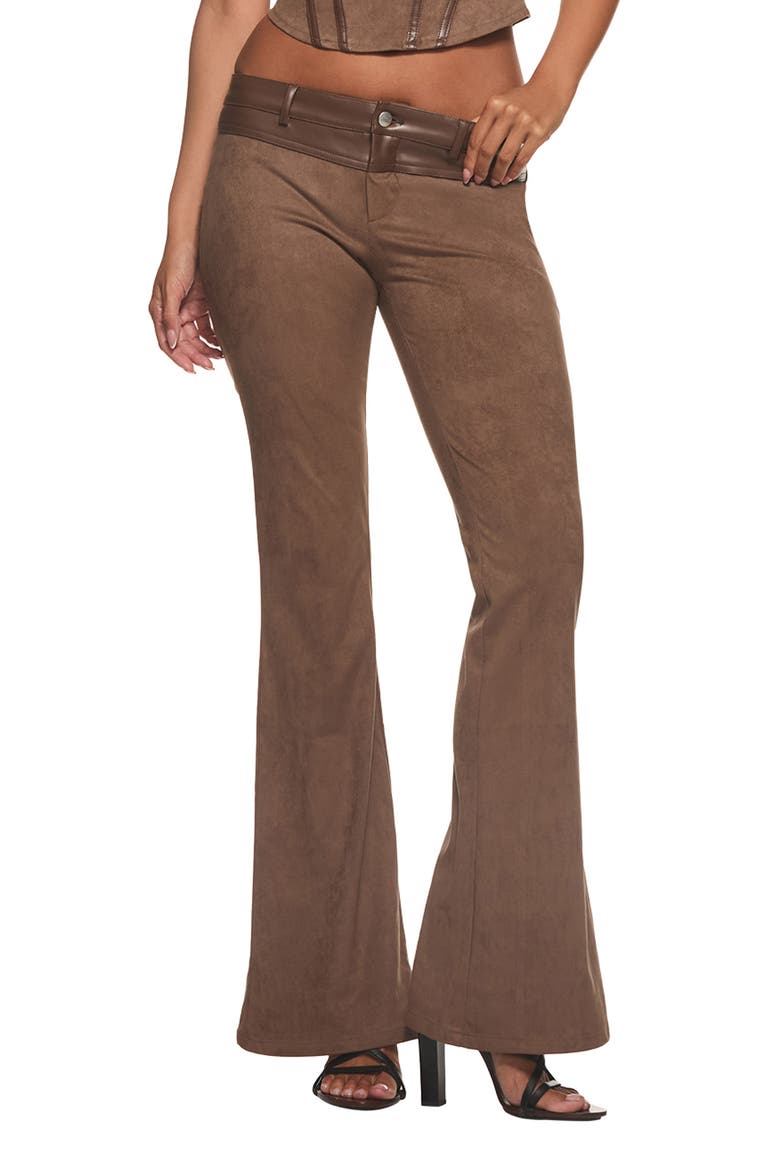 Viviane Faux Suede Flare Pants, Main, color, CHOCOLATE
