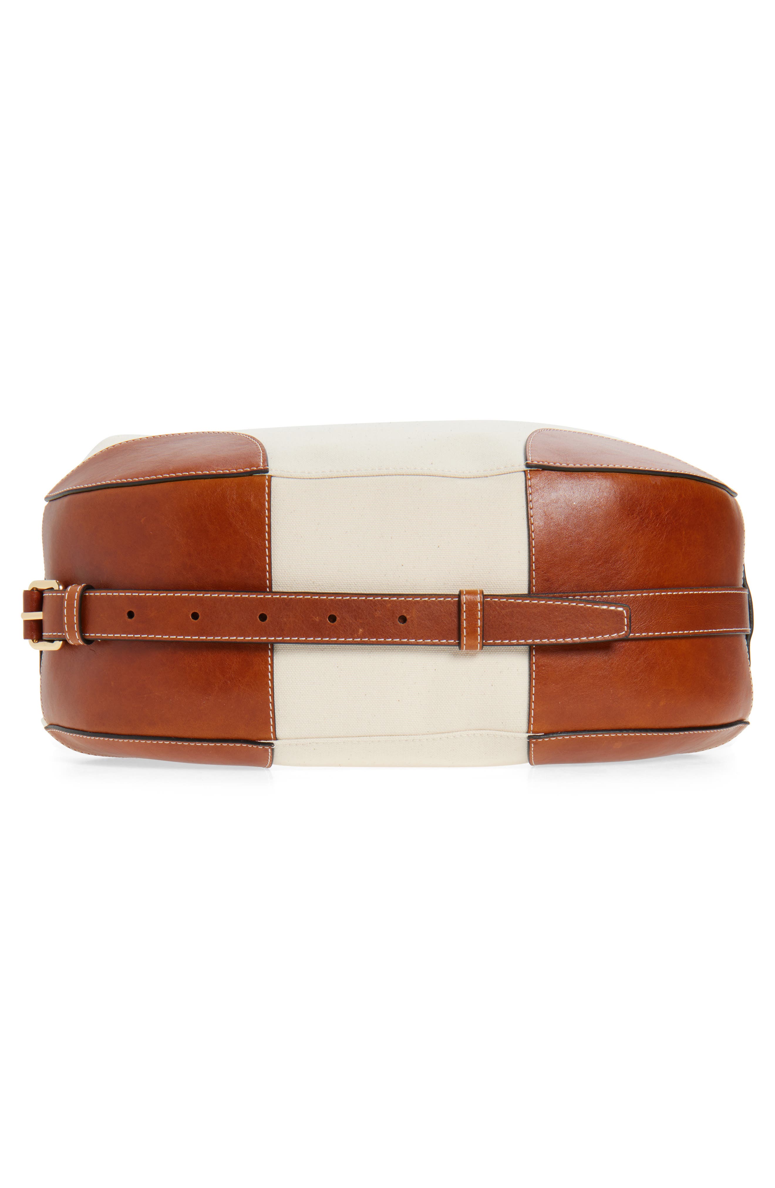 Moschino Handle Me Canvas & Leather Hobo Bag, Alternate, color, 10A Natural/ Hide