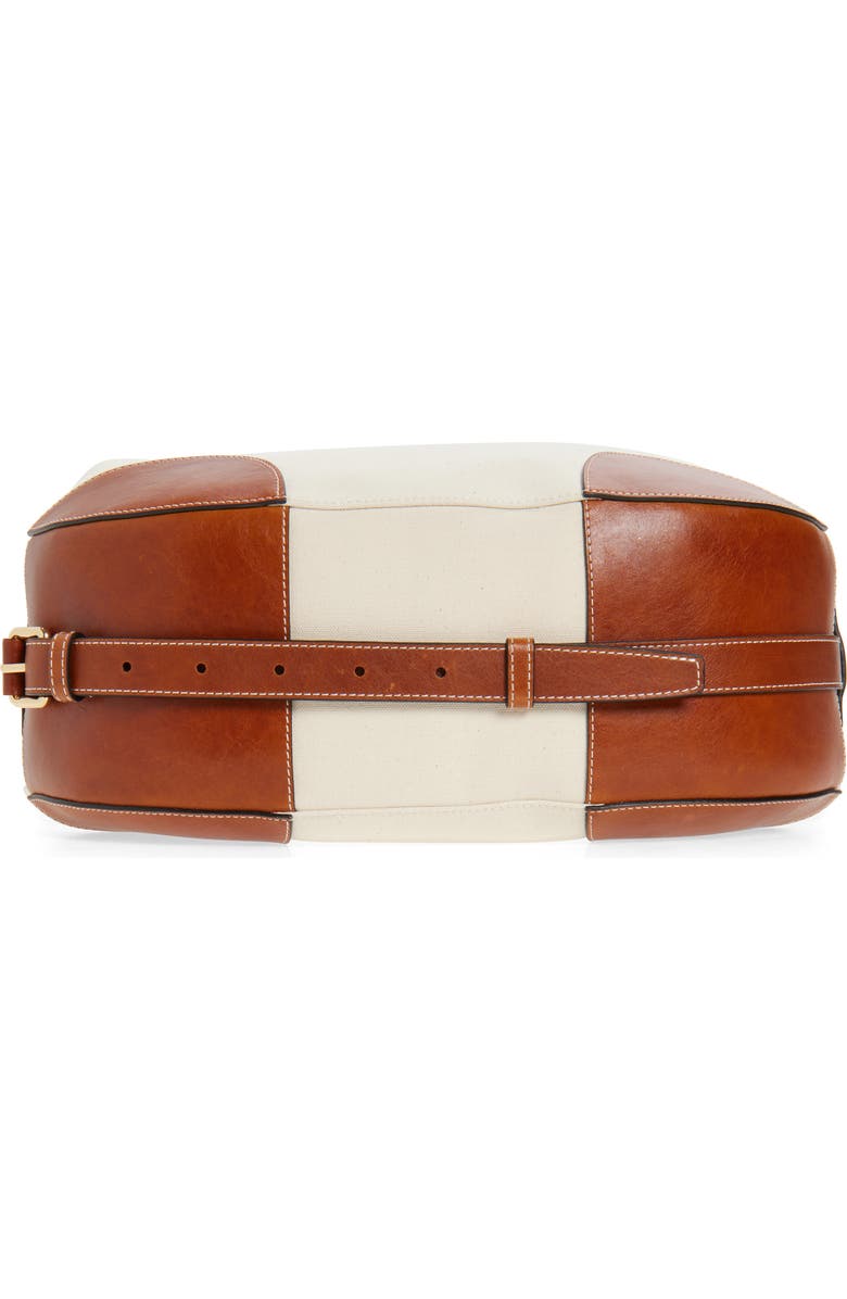 Moschino Handle Me Canvas & Leather Hobo Bag, Alternate, color, 10A Natural/ Hide