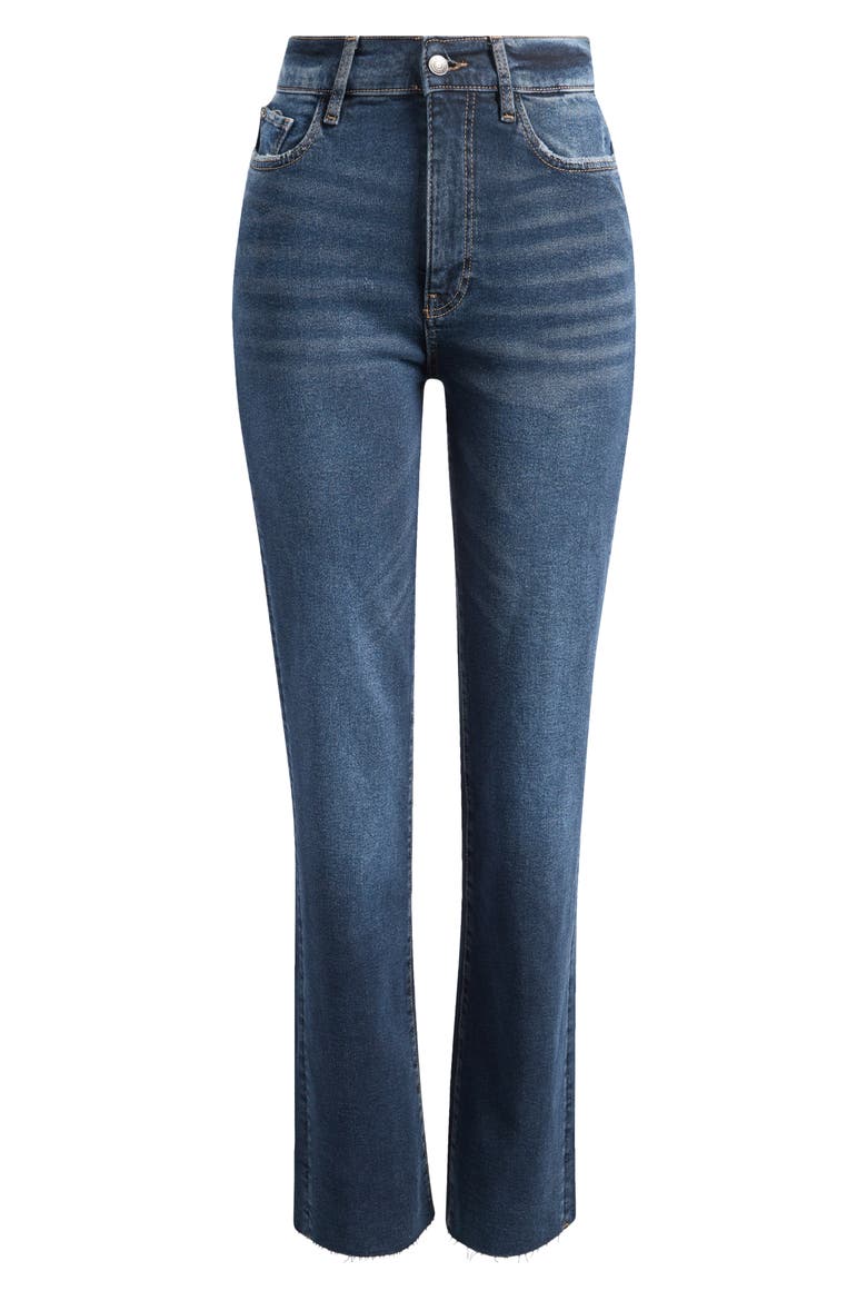 RFD Raw Hem High Waist Straight Leg Jeans, Alternate, color, DEEP WATERS
