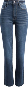 WARP+WEFT RFD Raw Hem High Waist Straight Leg Jeans