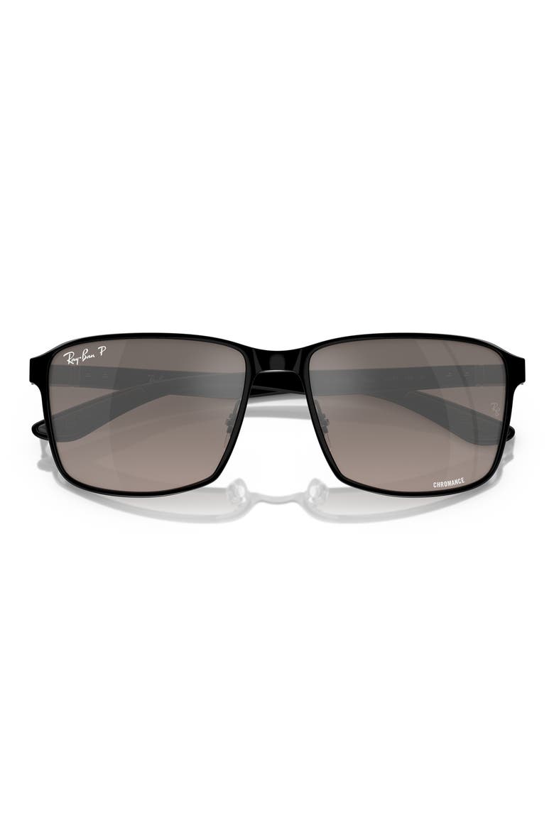 Chromance 55mm Polarized Square Sunglasses, Alternate, color, BLACK/GREY