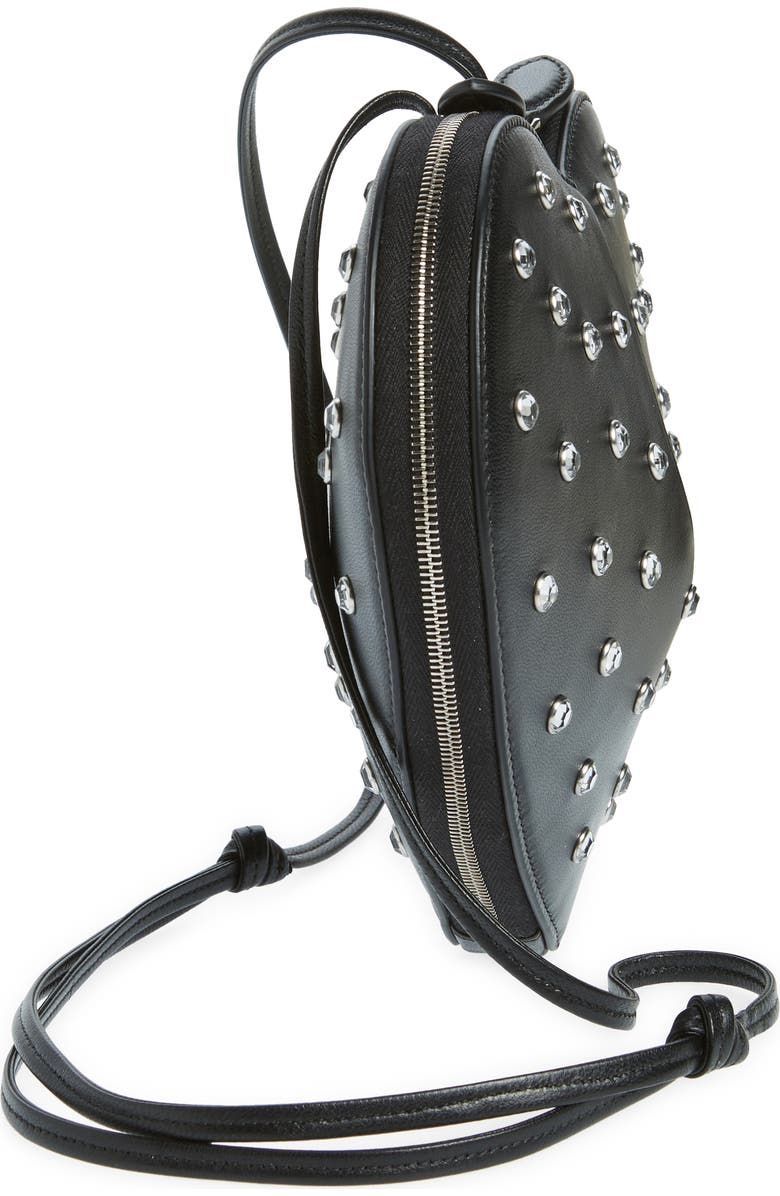 Alaïa Le Coeur Crystal Embellished Lambskin Leather Crossbody Bag, Alternate, color,