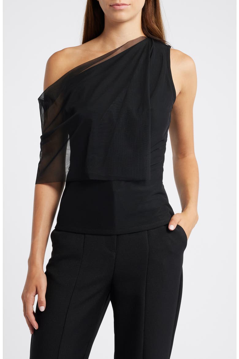 Zinnia One-Shoulder Top, Main, color, BLACK