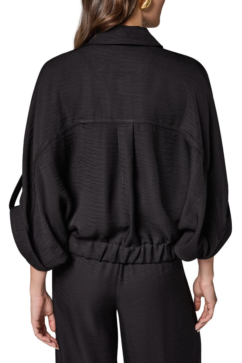 Dolman Roll Tab Front Button Top, Alternate, color, BLACK