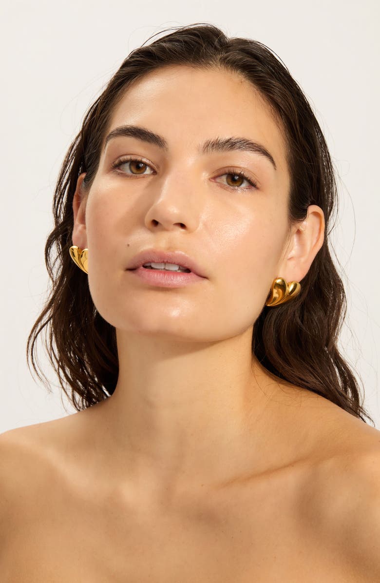 Adornia Water Resistant Heart Stud Earrings, Alternate, color, Gold