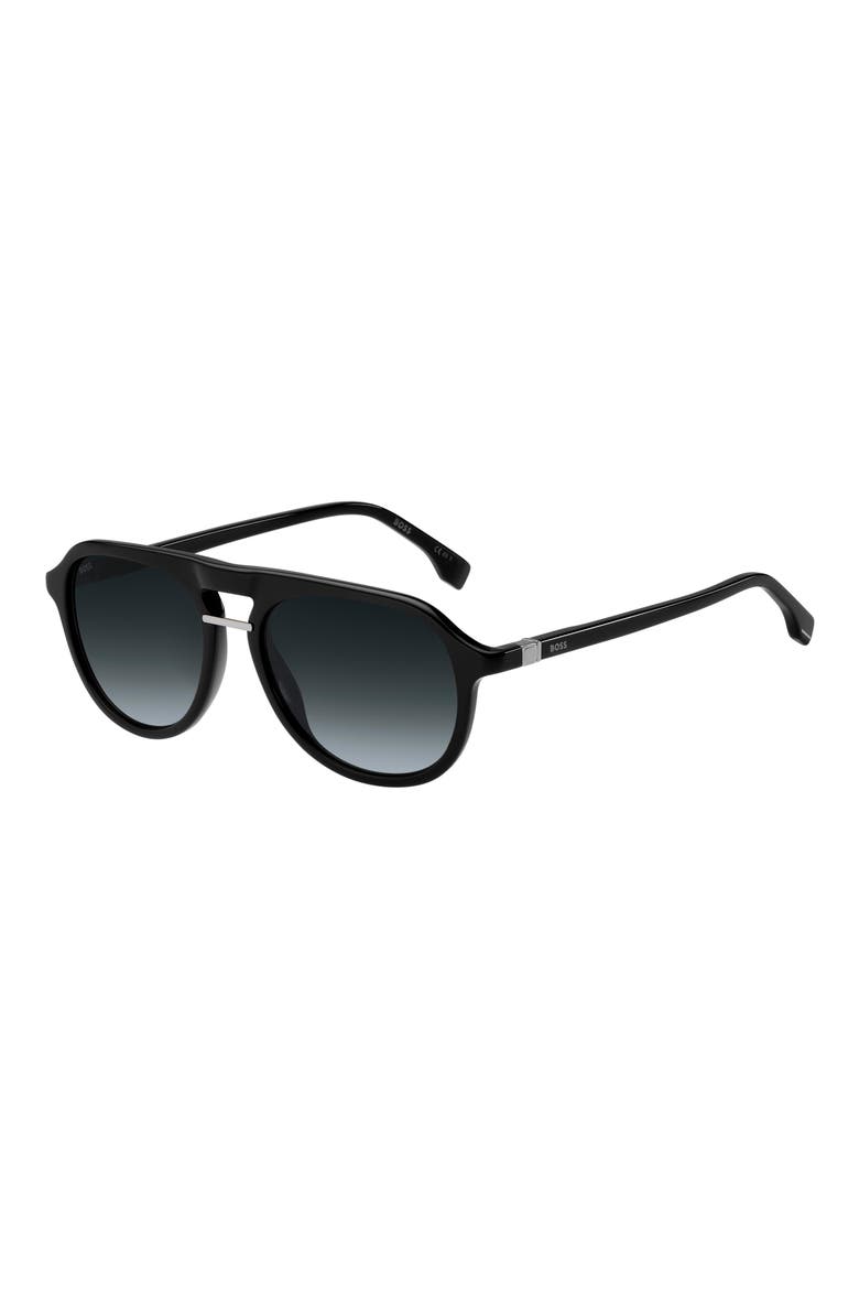 54mm Gradient Pilot Sunglasses, Alternate, color, BLACK