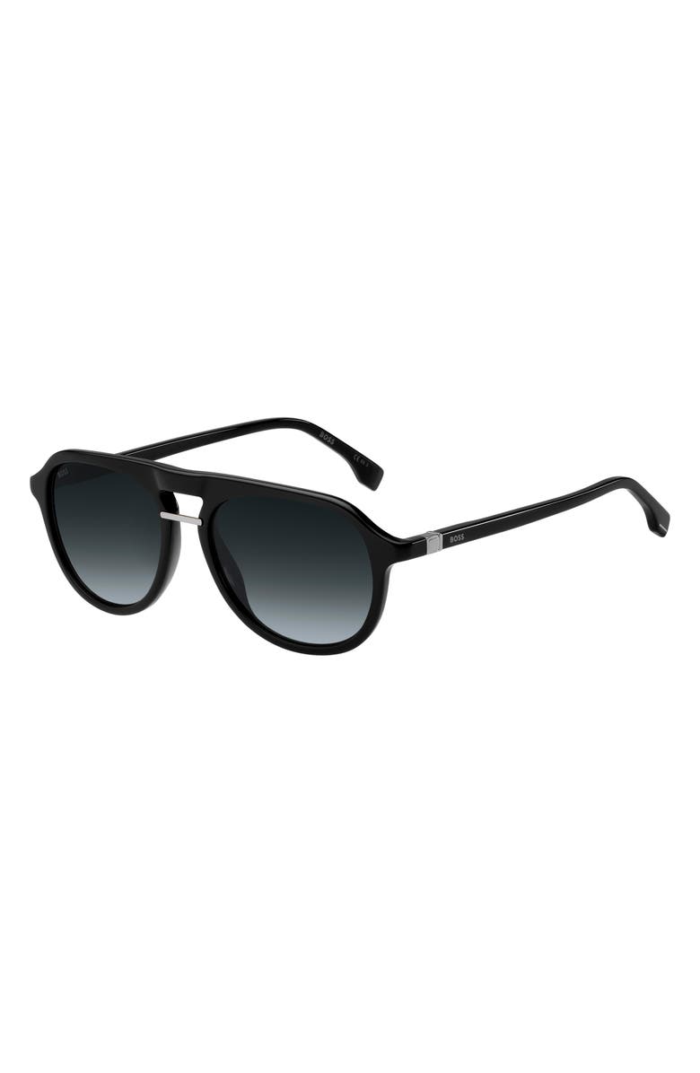 BOSS 54mm Gradient Pilot Sunglasses, Alternate, color, Black