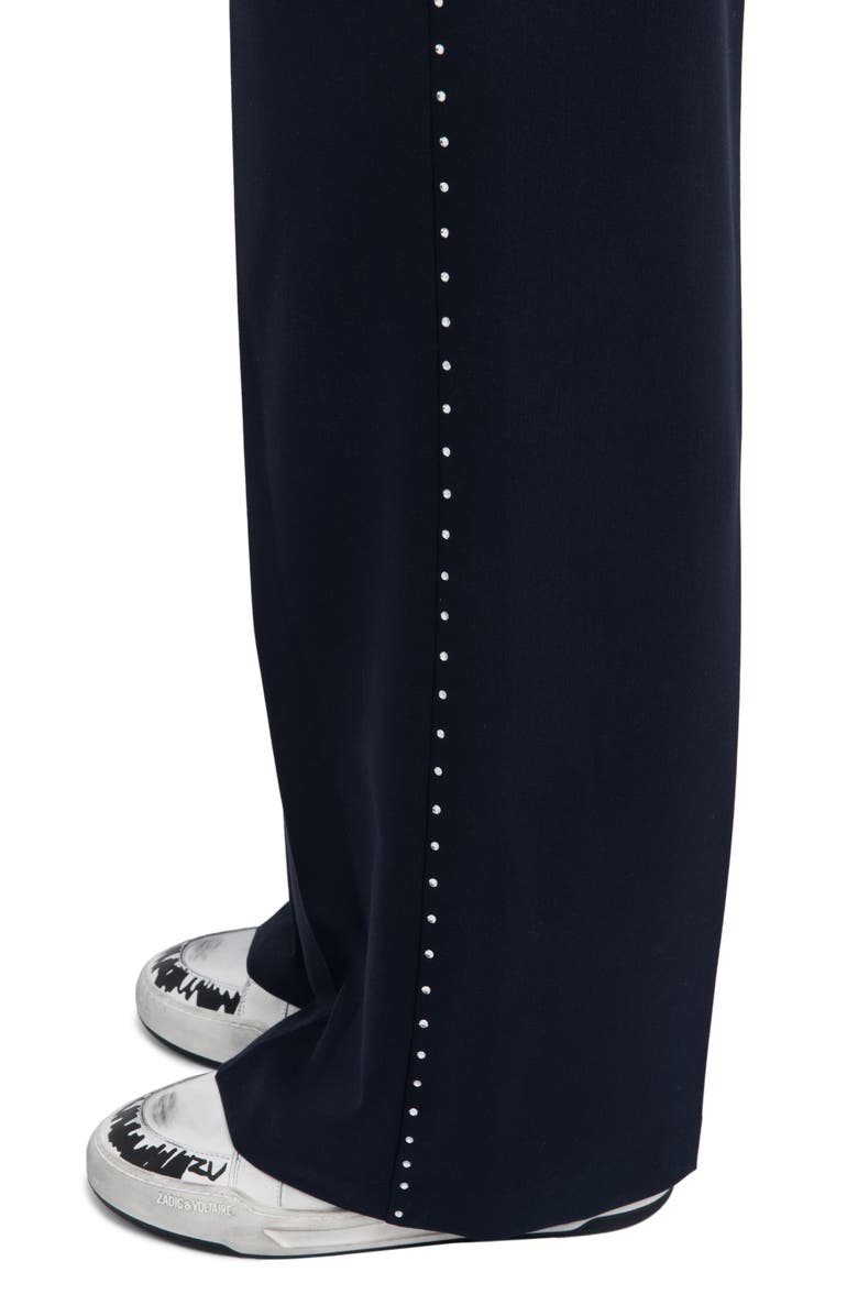 Zadig & Voltaire Panol Tailleur Strass Rhinestone Wide Leg Pants, Alternate, color,