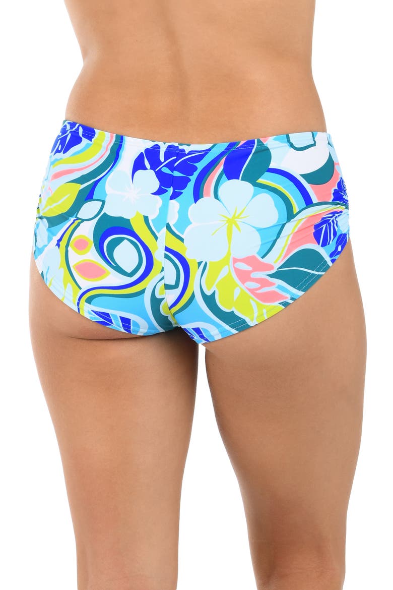 Hibiscus Hot Pants Swim Bottoms, Alternate, color, BLUE/ GREEN MULTI
