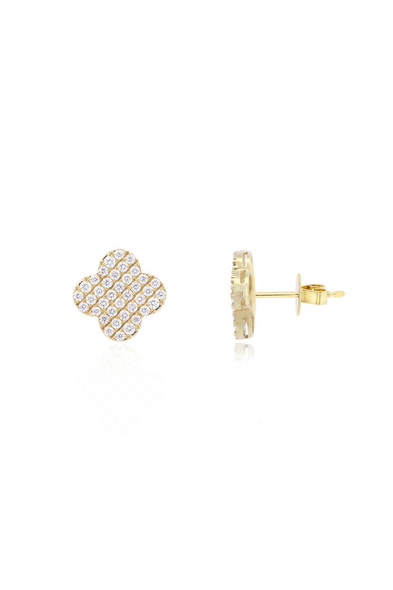 Diamond Clover Stud Earrings, Main, color, Yellow Gold