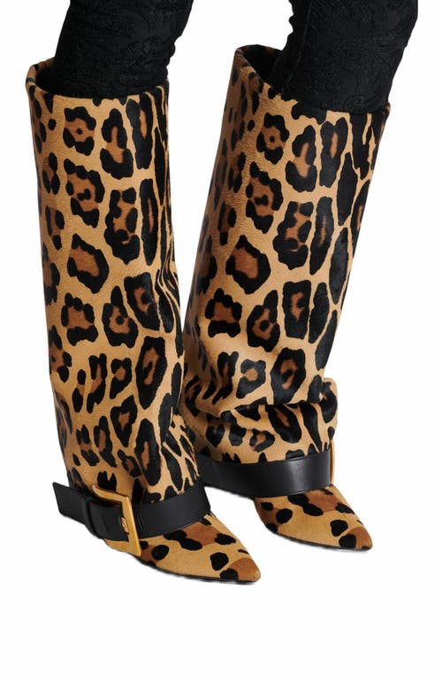 Balmain Anthem Leopard Print Leather Boots In Brown