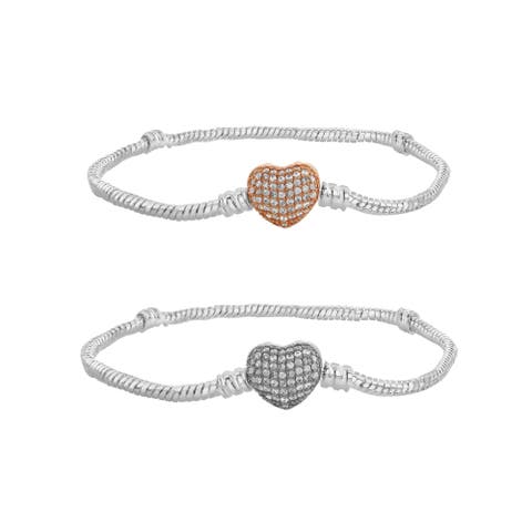 Crystal Heart Bracelet Set
