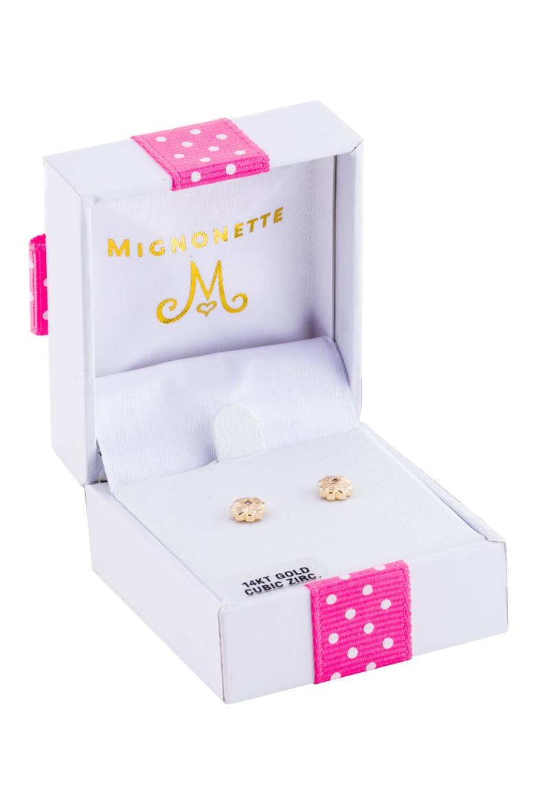 14k Gold Flower Earrings, Alternate, color, GOLD